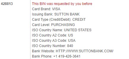 BIN 428813 Virtual Credit Card