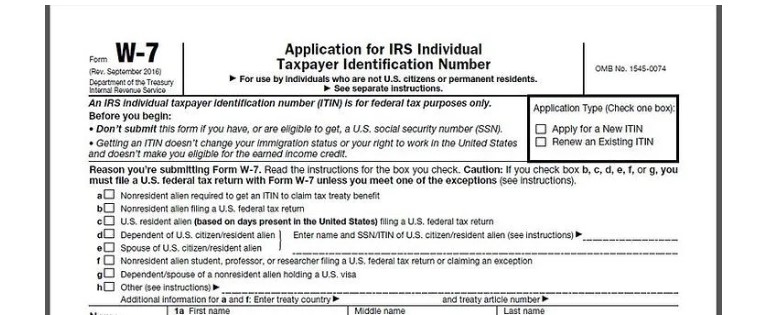 Itin caa renewal form